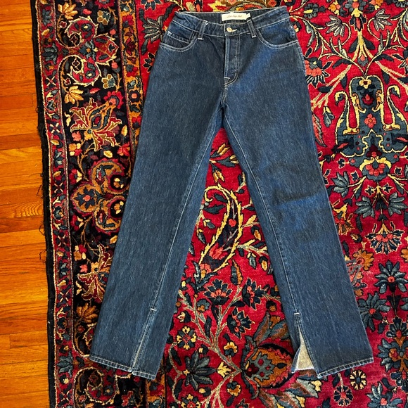 Lisa Says Gah Ellis Side Slits Jeans Stone Wash Indigo - Picture 2 of 9